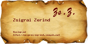 Zsigrai Zerind névjegykártya
